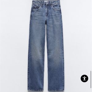 zara midrise wide leg jeans medium wash